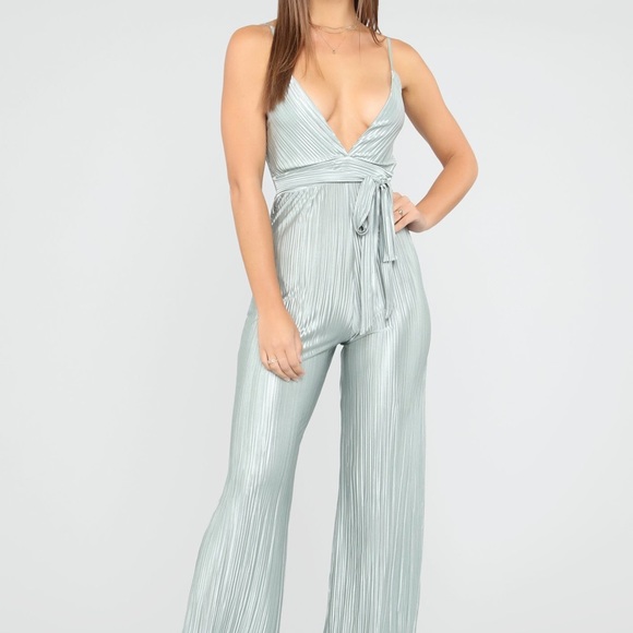 Fashion Nova Pants - Fashion Nova Sage Pretty Please Jumpsuit XS NWT